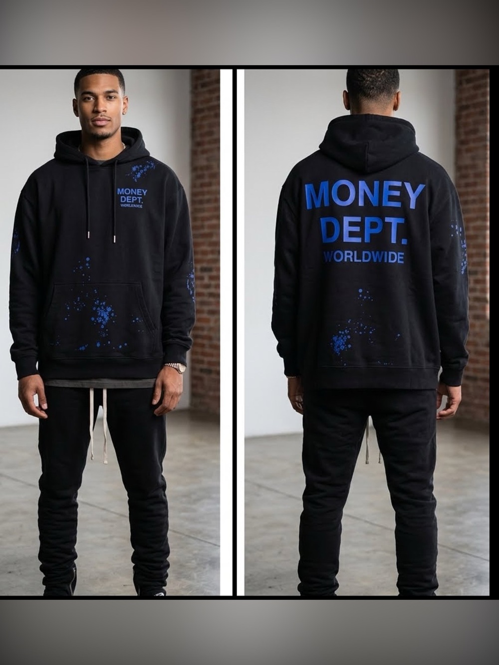 RARE FWRD Denim Co. Money Dept Worldwide Splatter Hoodie Street Black/Purple 3X